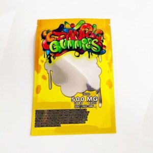 dank gummies 500mg mylar bag yellow packaging